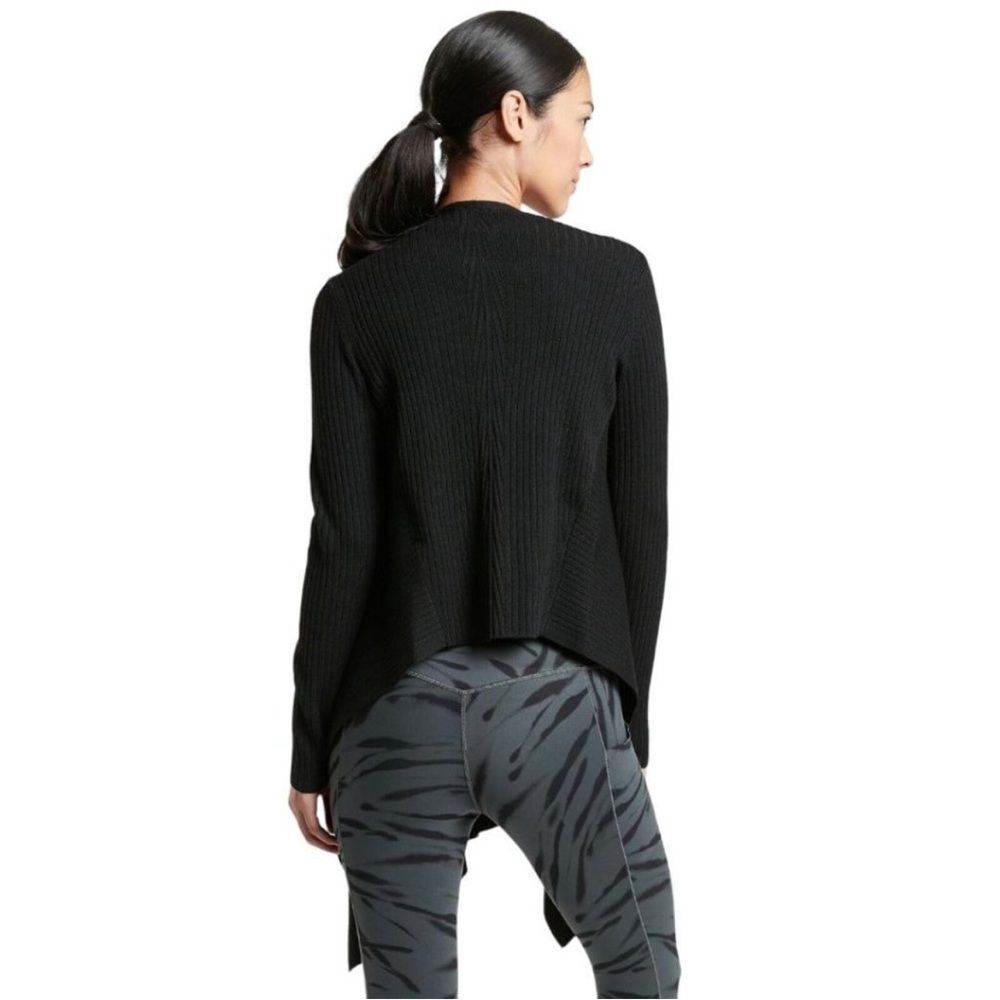 Athleta Solstice Merino Wool Blend  Ribbed Wrap in Black S NWOT - Picture 2 of 12